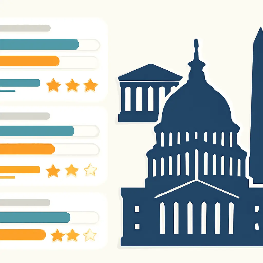 Analogy of Ratings and Governance Graphic comparing review ratings to governance metrics