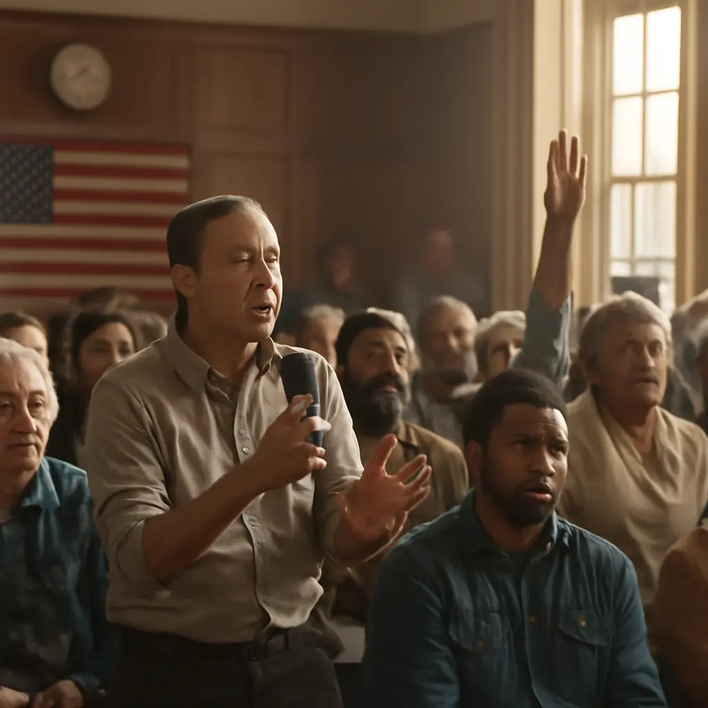 Citizens attending a local government meeting to hold leaders accountable