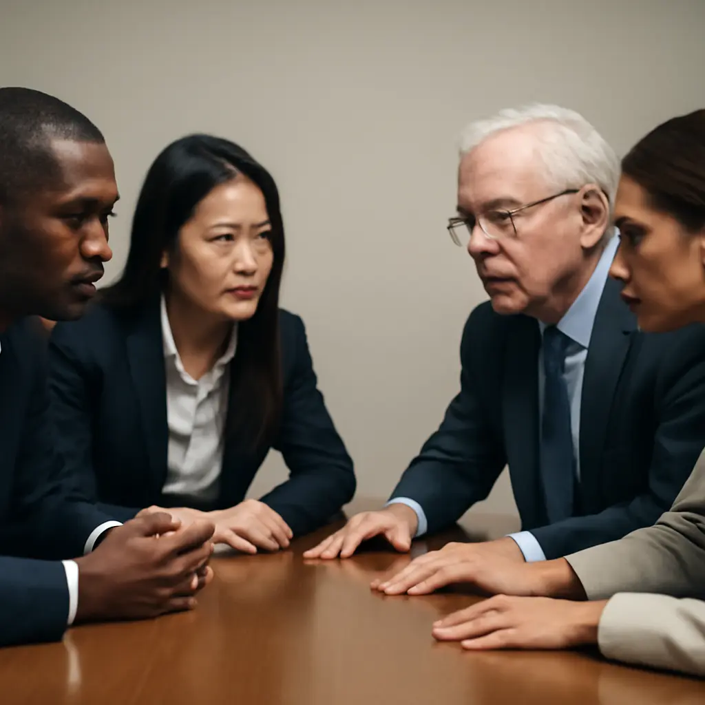 A bipartisan negotiation table with diverse policymakers