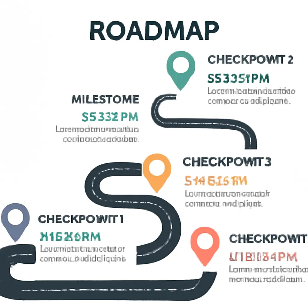 A roadmap graphic showing milestones and checkpoints for a policy