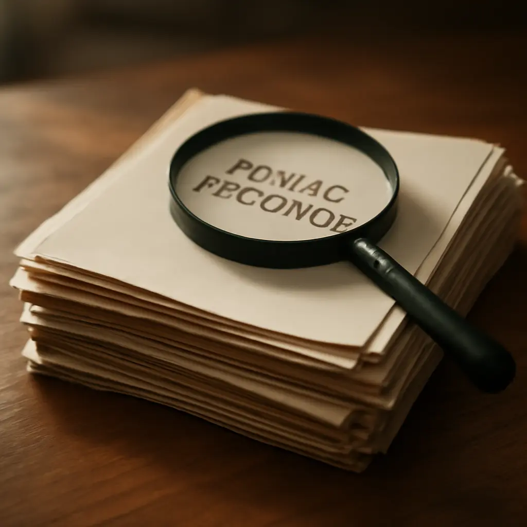 Stacks of public records and a magnifying glass symbolizing transparency